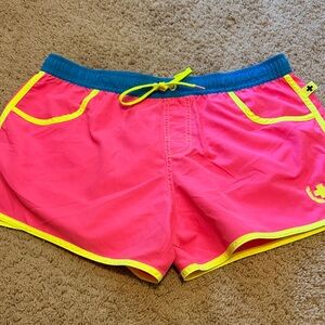 Andrew Christian men’s size extra large neon swim trunks